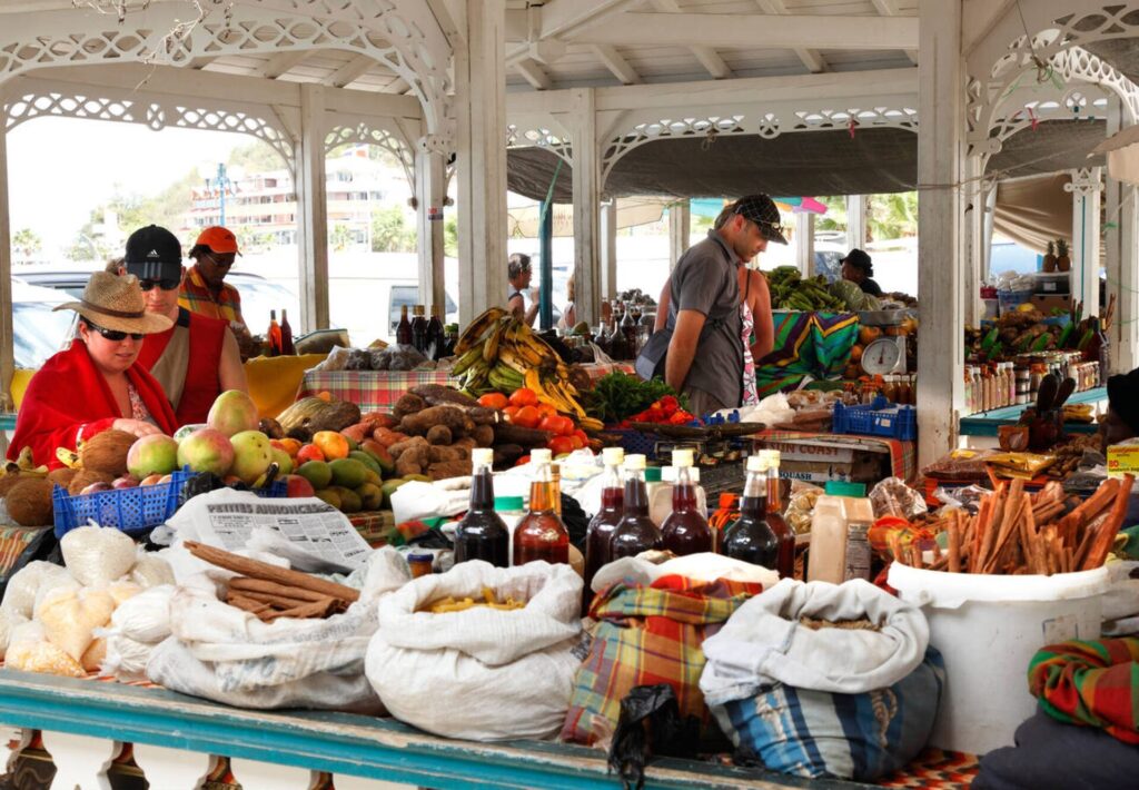 Local food and cultural market experience on the Cultural and Culinary Tour in St. Maarten.