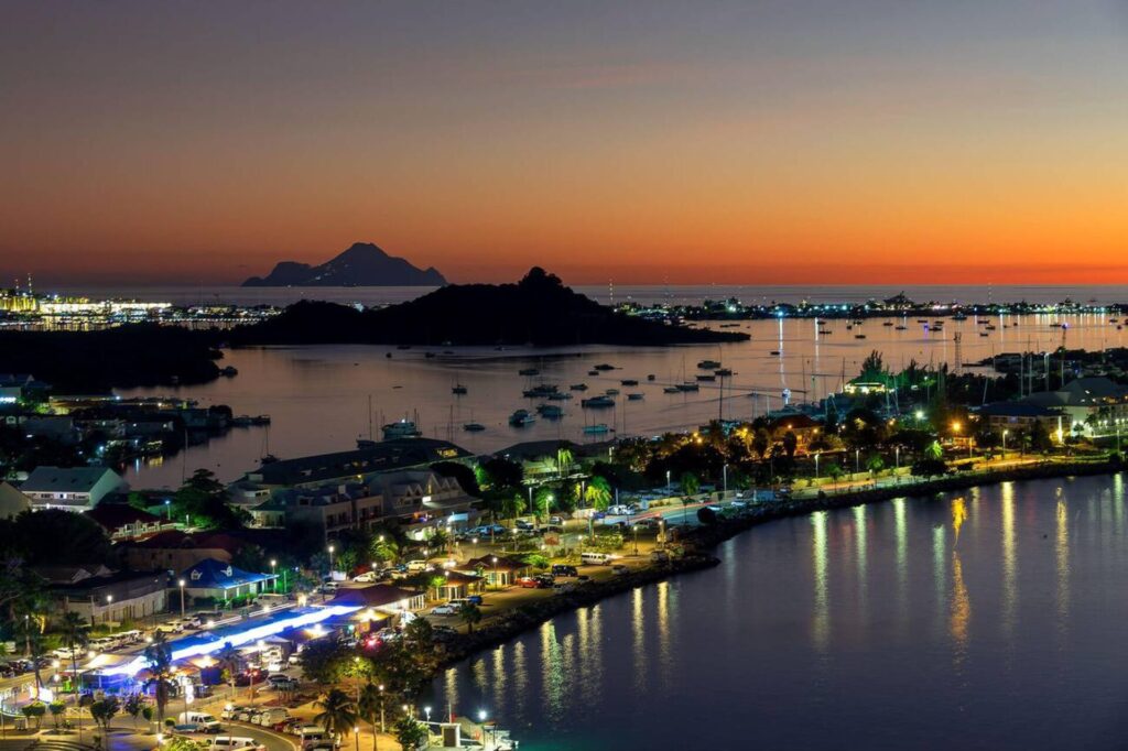Scenic nighttime view of Philipsburg during the St. Maarten by Night Tour.